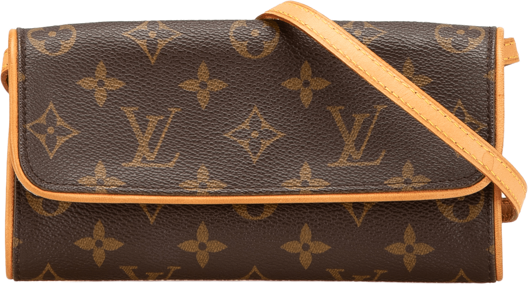 Louis Vuitton Monogram Pochette Twin Pm, från Luxclusif, i färgen brown.