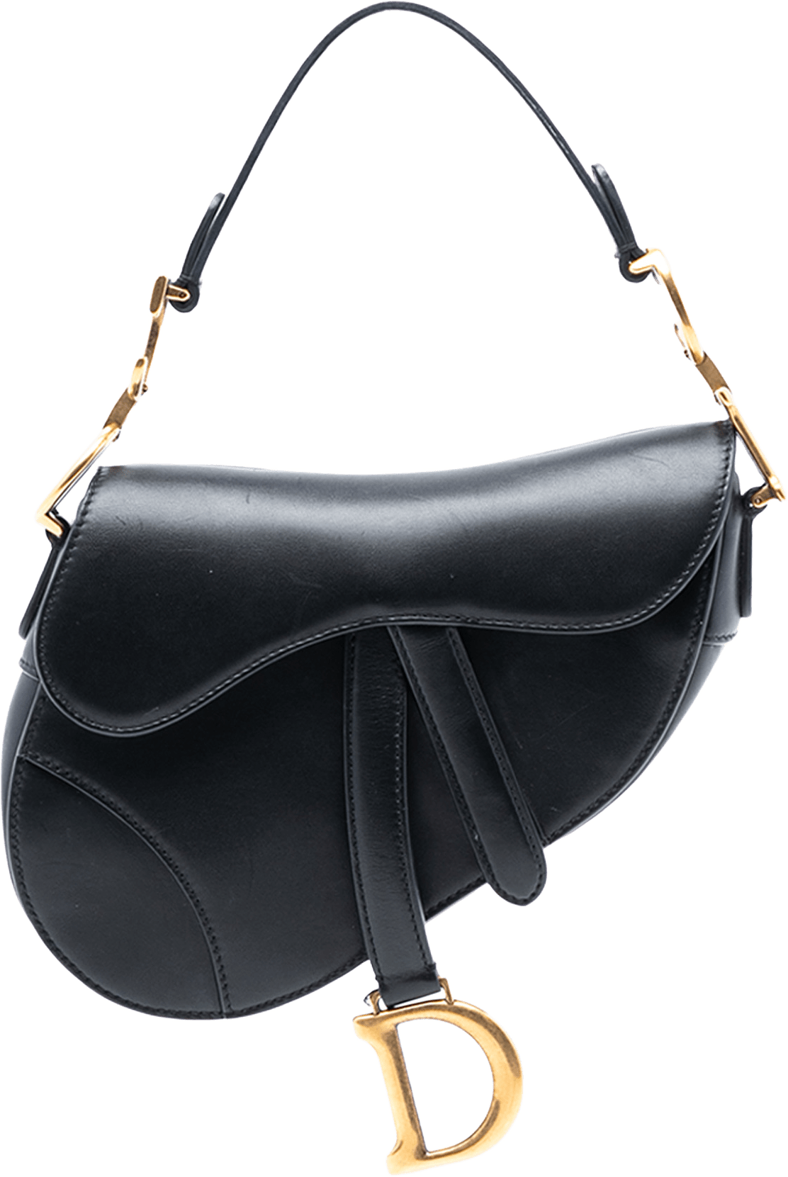 Dior Mini Leather Saddle Bag, från Luxclusif, i färgen black.