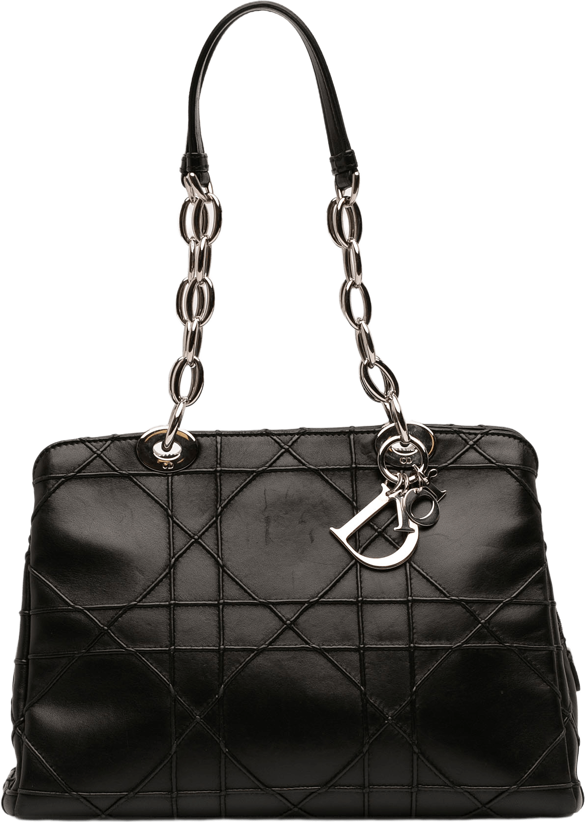 Dior Small Lambskin Macrocannage Lady Dior Soft Zipped Shopping Tote, från Luxclusif, i färgen black.