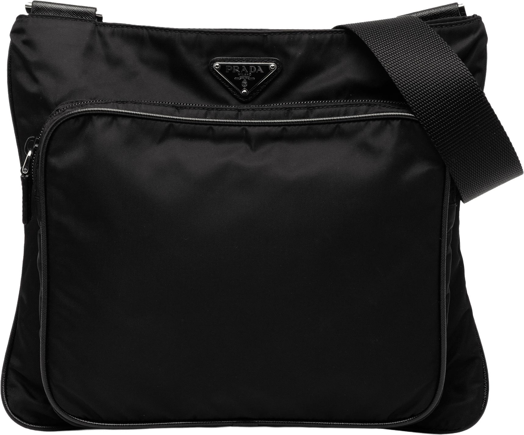 Prada Tessuto Zip Top Crossbody, från Luxclusif, i färgen black.