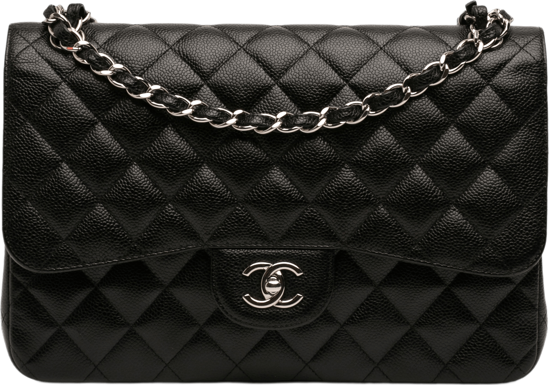 Chanel Jumbo Classic Caviar Double Flap, från Luxclusif, i färgen black.