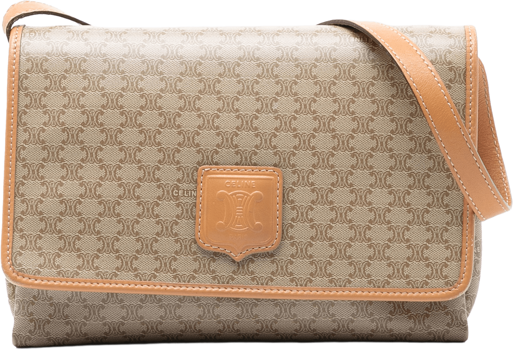 Celine Macadam Coated Canvas Crossbody, från Luxclusif, i färgen beige.