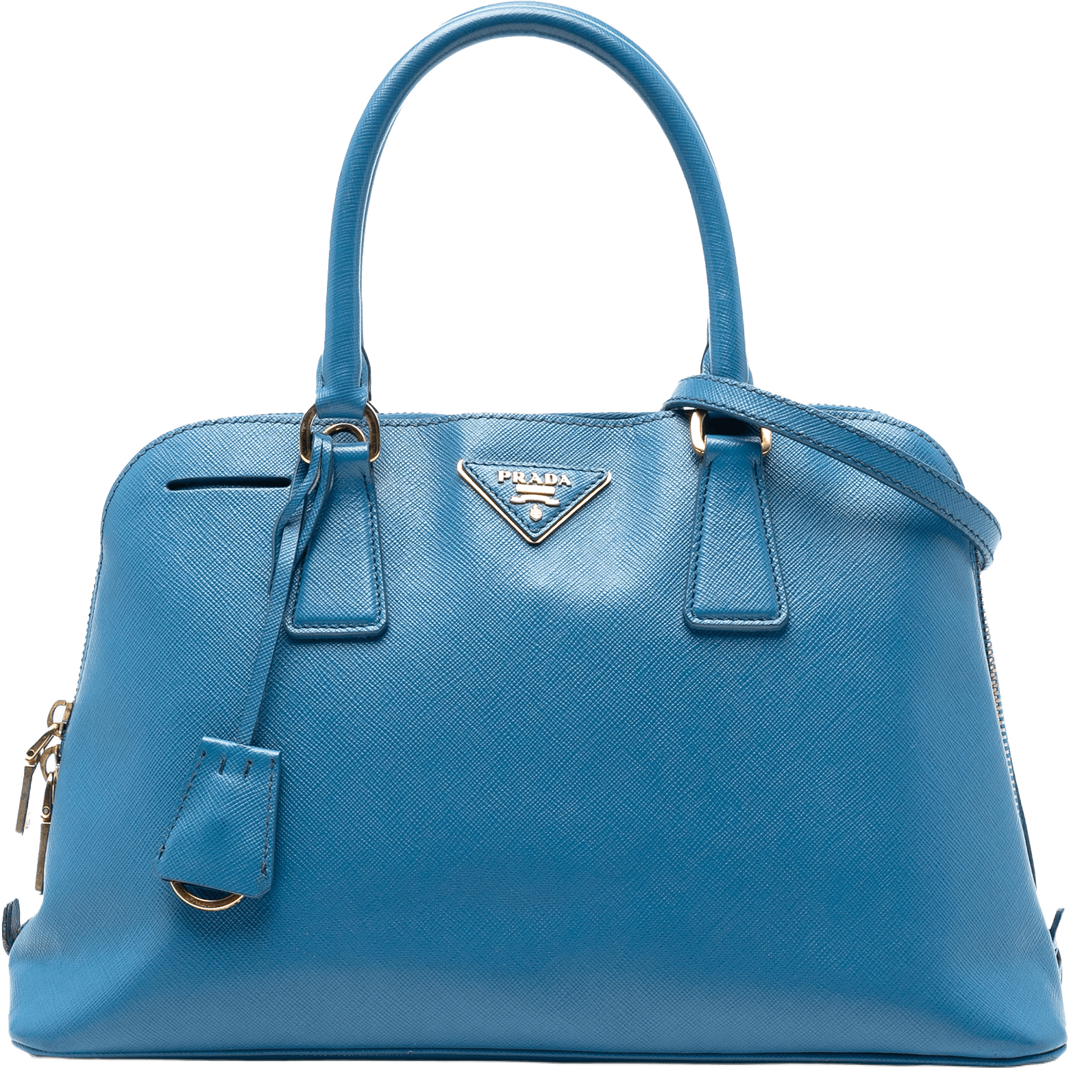 Prada Medium Saffiano Lux Promenade Satchel, från Luxclusif, i färgen blue.