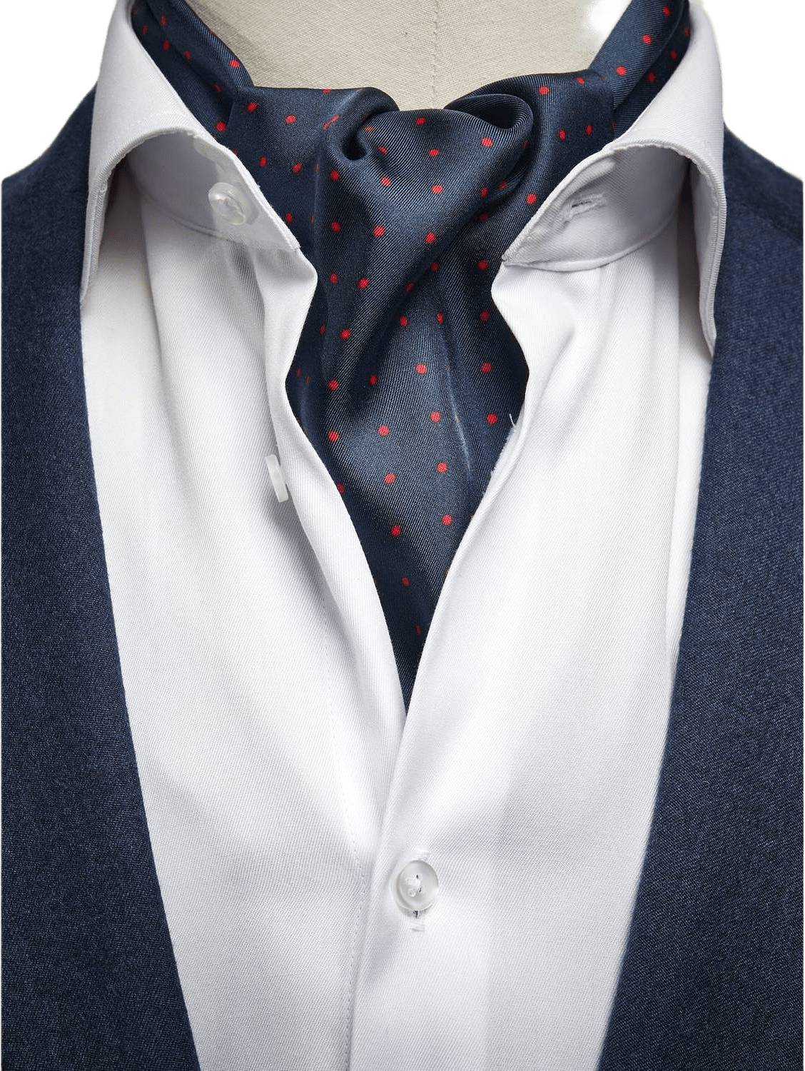 Silk Double Pointed Ascot Dot, från John Henric, i färgen dark blue.