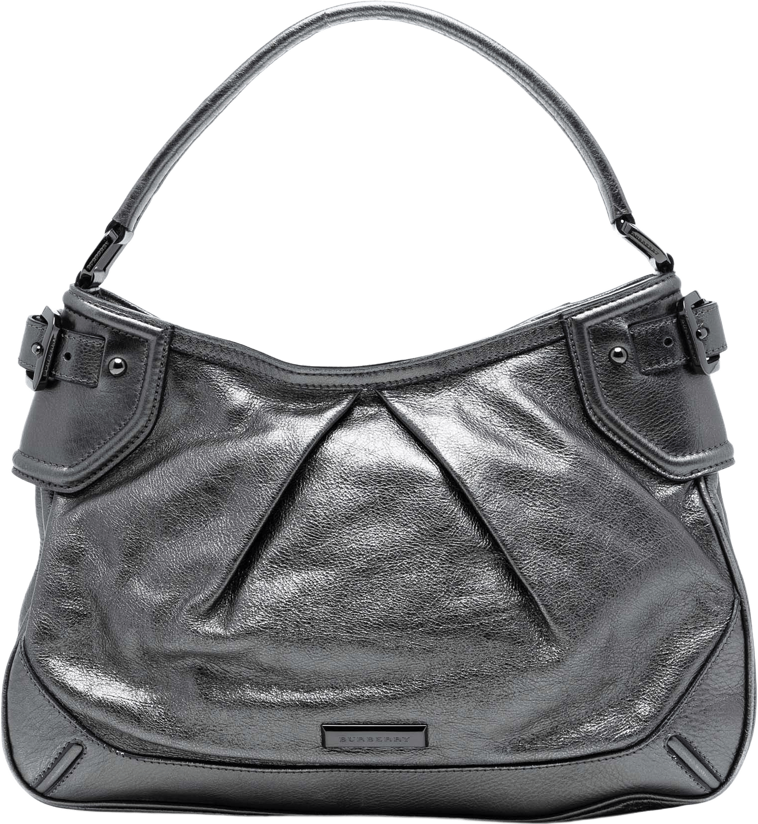 Burberry Metallic Leather Fairby Hobo, från Luxclusif, i färgen dark gray.