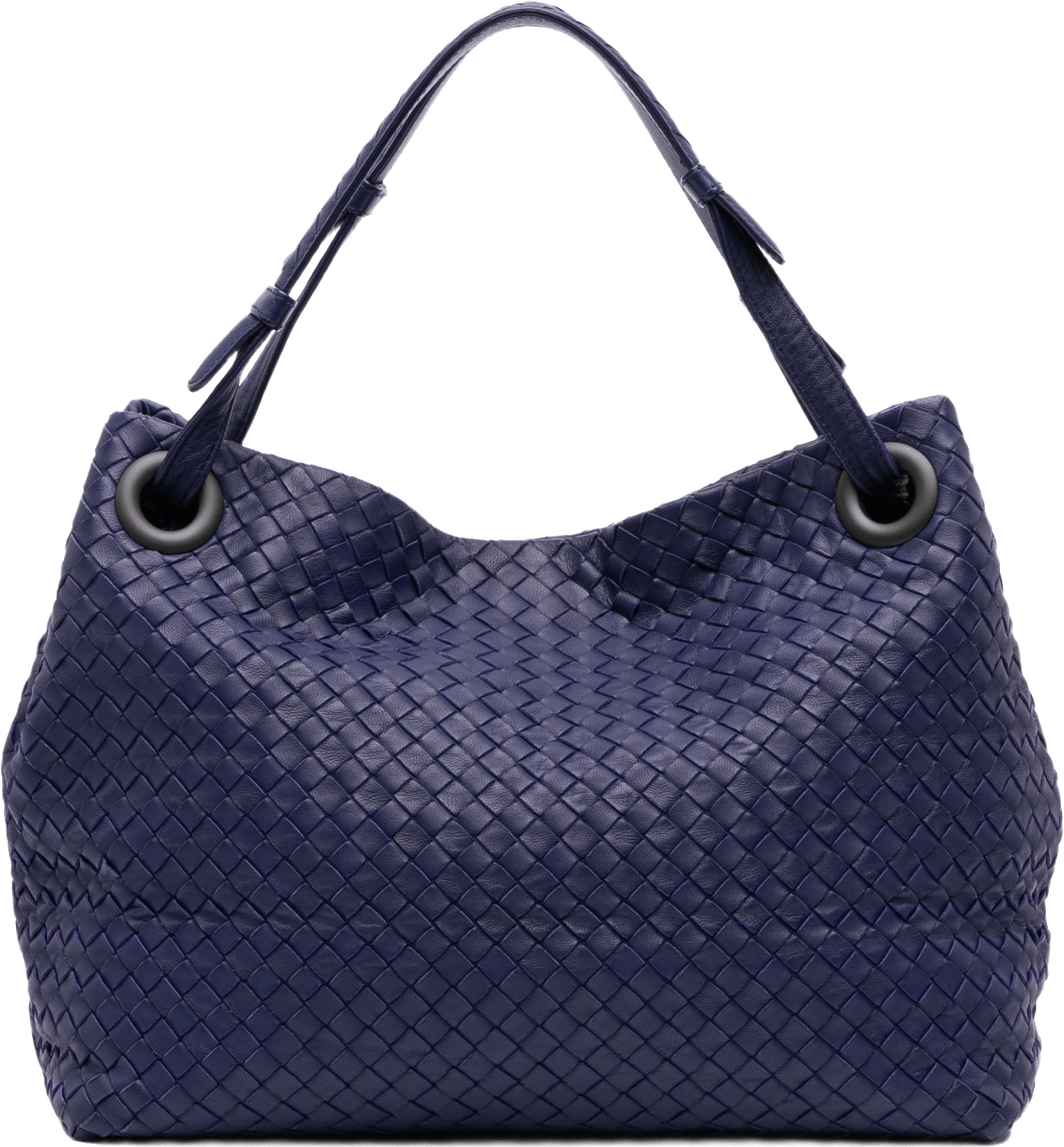 Bottega Veneta Medium Nappa Intrecciato Garda Tote, från Luxclusif, i färgen midnight blue.