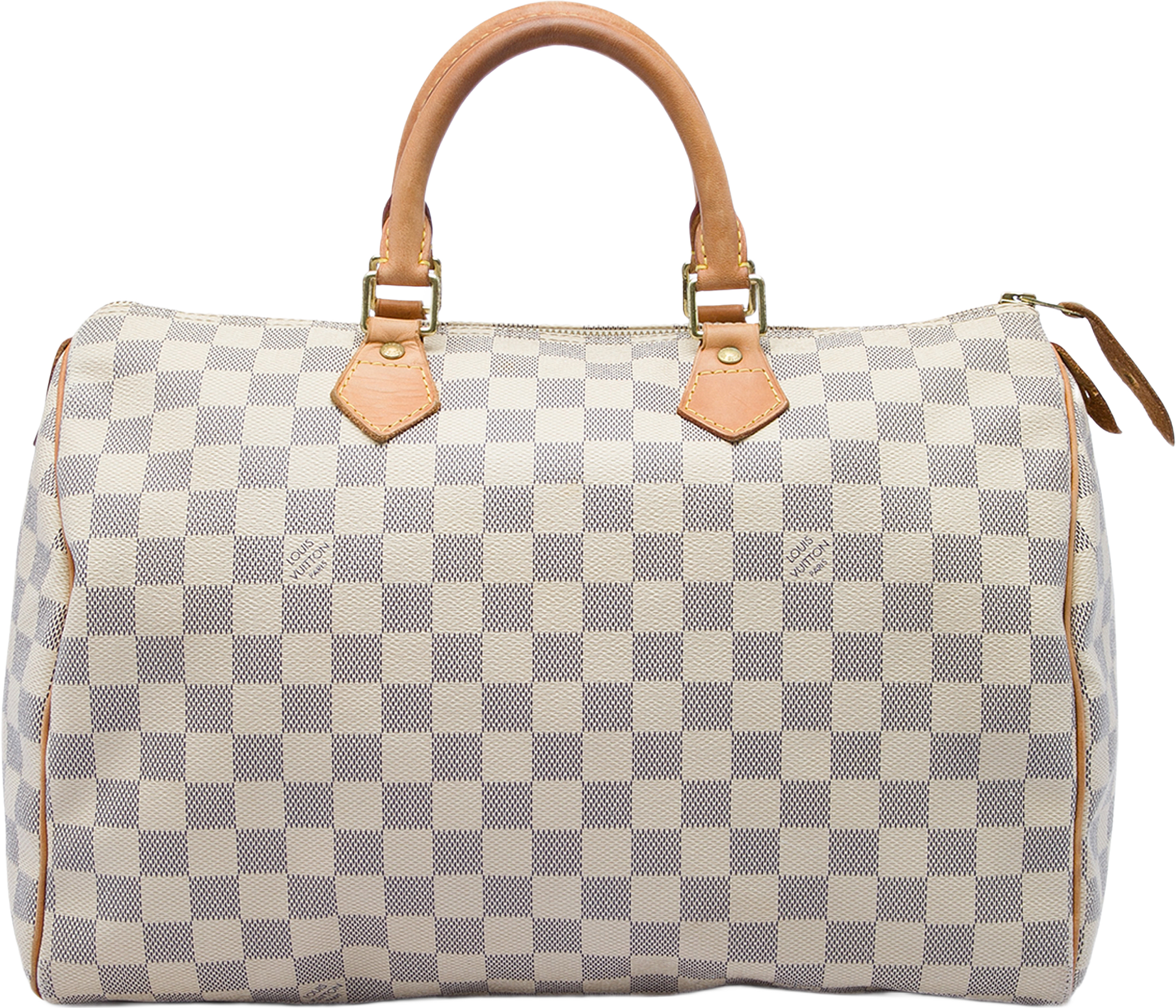 Louis Vuitton Damier Azur Speedy 35, från Luxclusif, i färgen vit.
