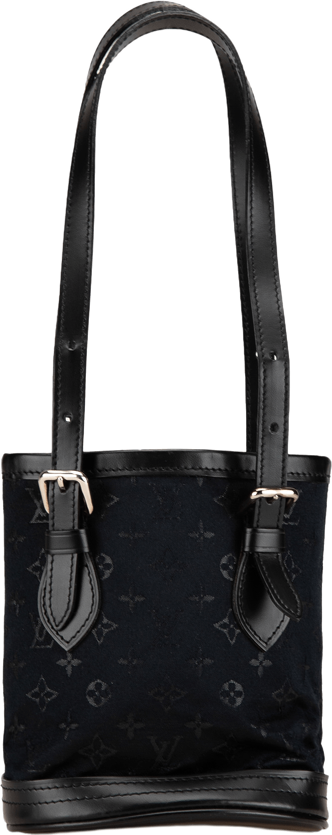 Louis Vuitton Monogram Mini Satin Bucket, från Luxclusif, i färgen black.