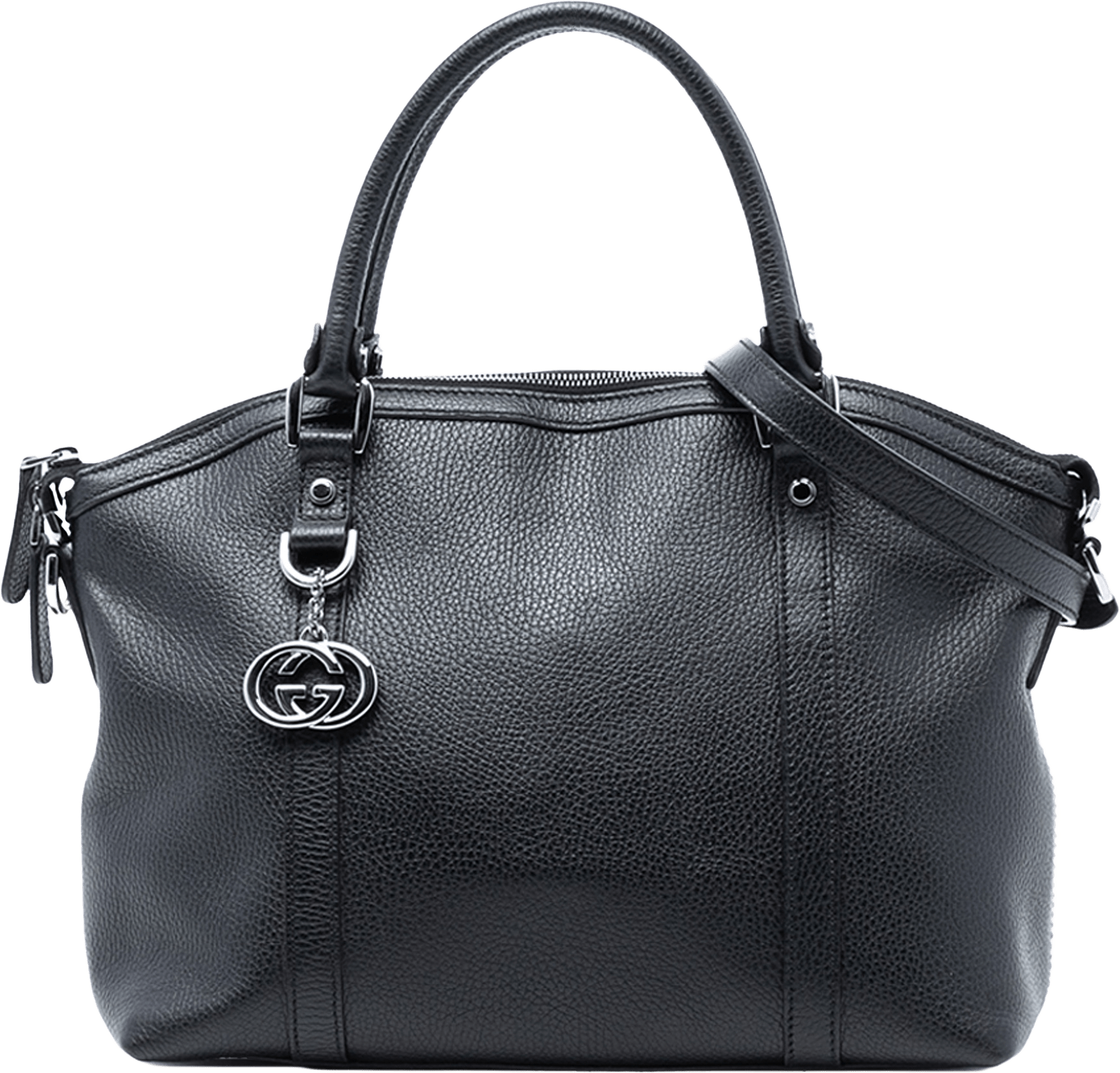 Gucci Leather Gg Charm Dome Satchel, från Luxclusif, i färgen black.