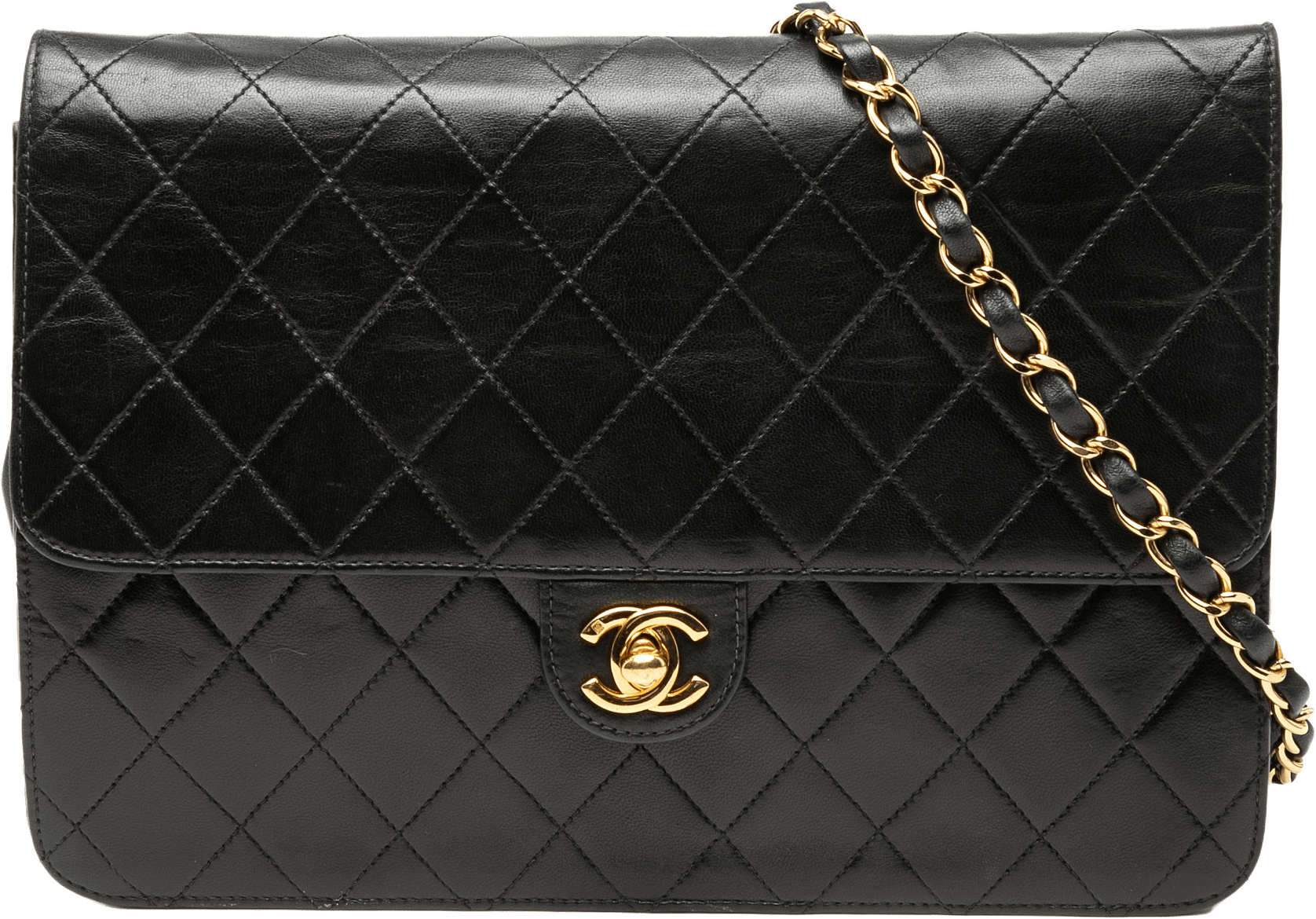 Chanel Medium Cc Quilted Lambskin Single Flap, från Luxclusif, i färgen black.