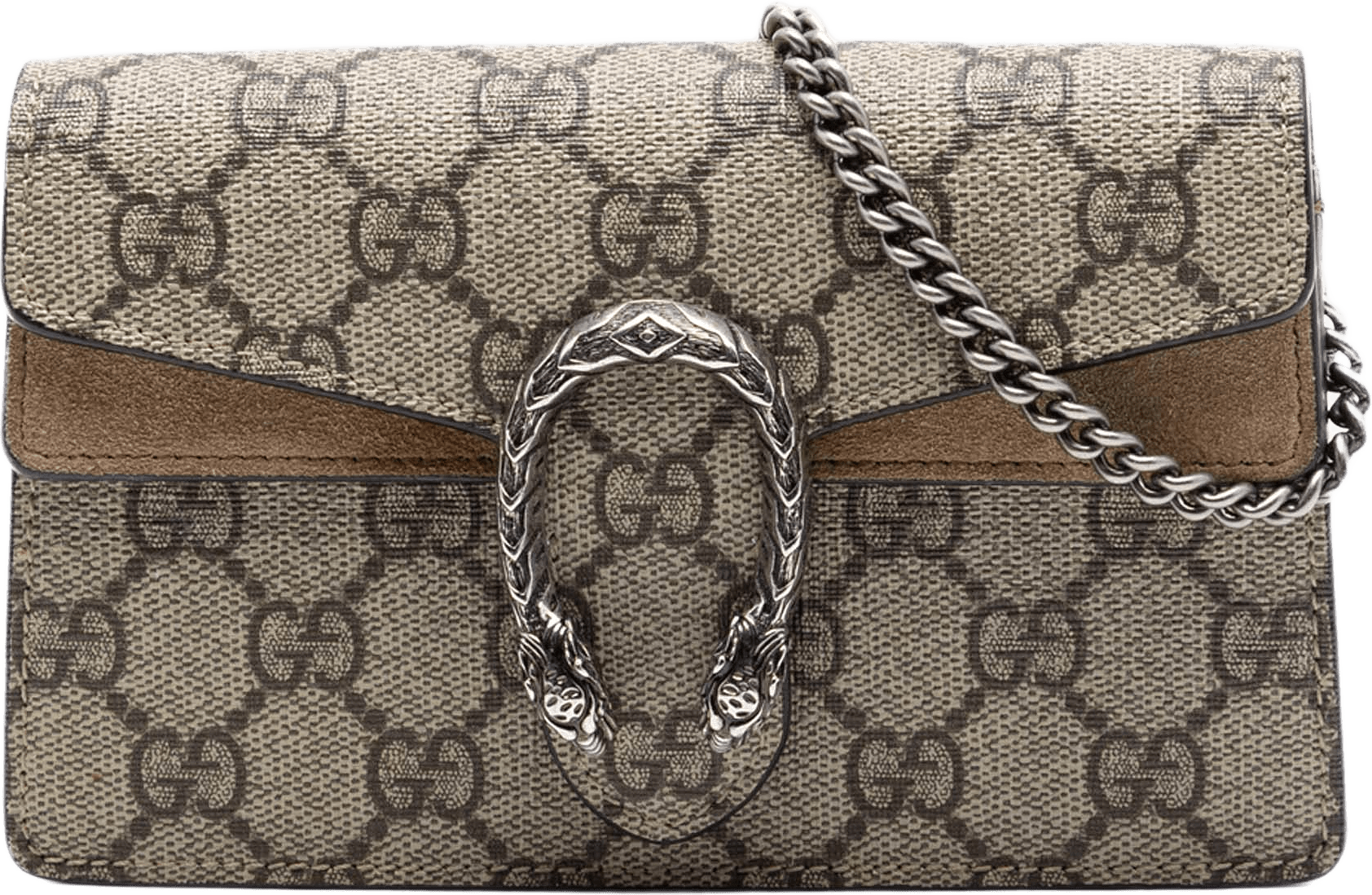 Gucci Mini Gg Supreme Dionysus Crossbody, från Luxclusif, i färgen beige.