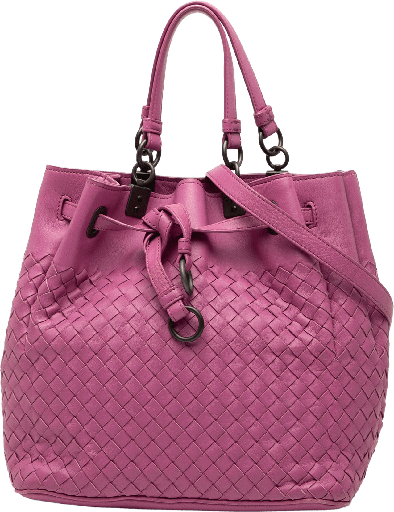 Bottega Veneta Nappa Intrecciato Bucket Bag, från Luxclusif, i färgen pink.