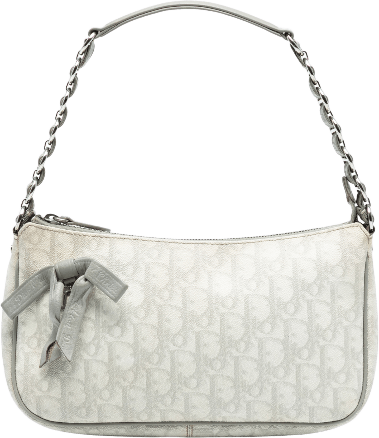 Dior Oblique Coated Canvas Romantique Shoulder Bag, från Luxclusif, i färgen white.