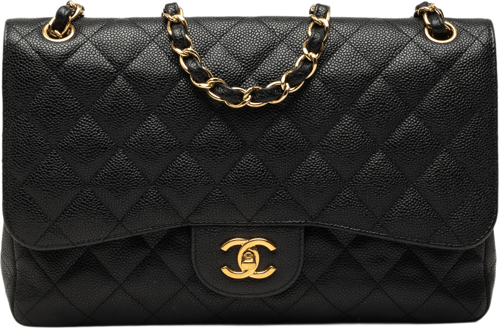 Chanel Jumbo Classic Caviar Double Flap, från Luxclusif, i färgen svart.