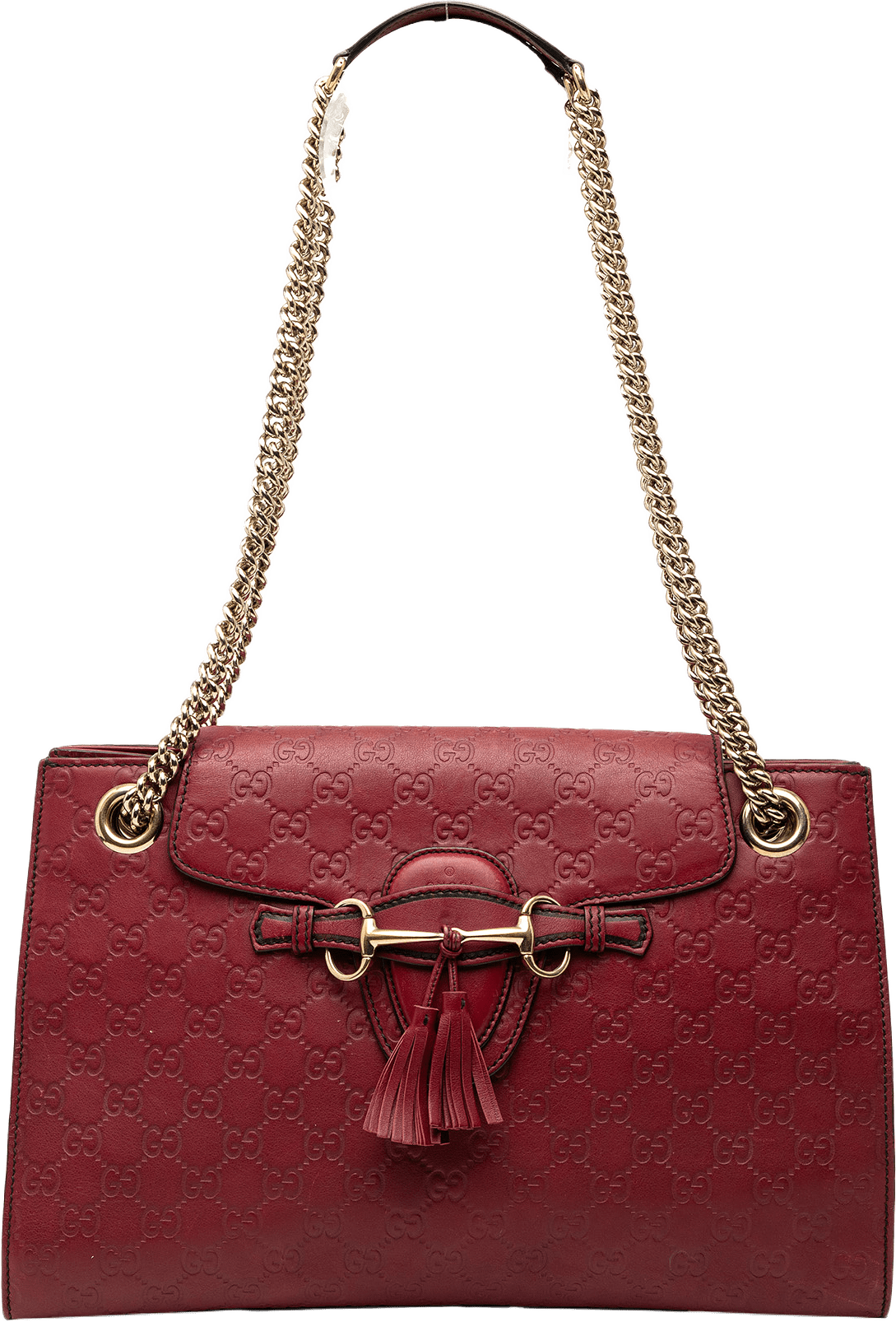 Gucci Large Guccissima Emily Shoulder Bag, från Luxclusif, i färgen burgundy.