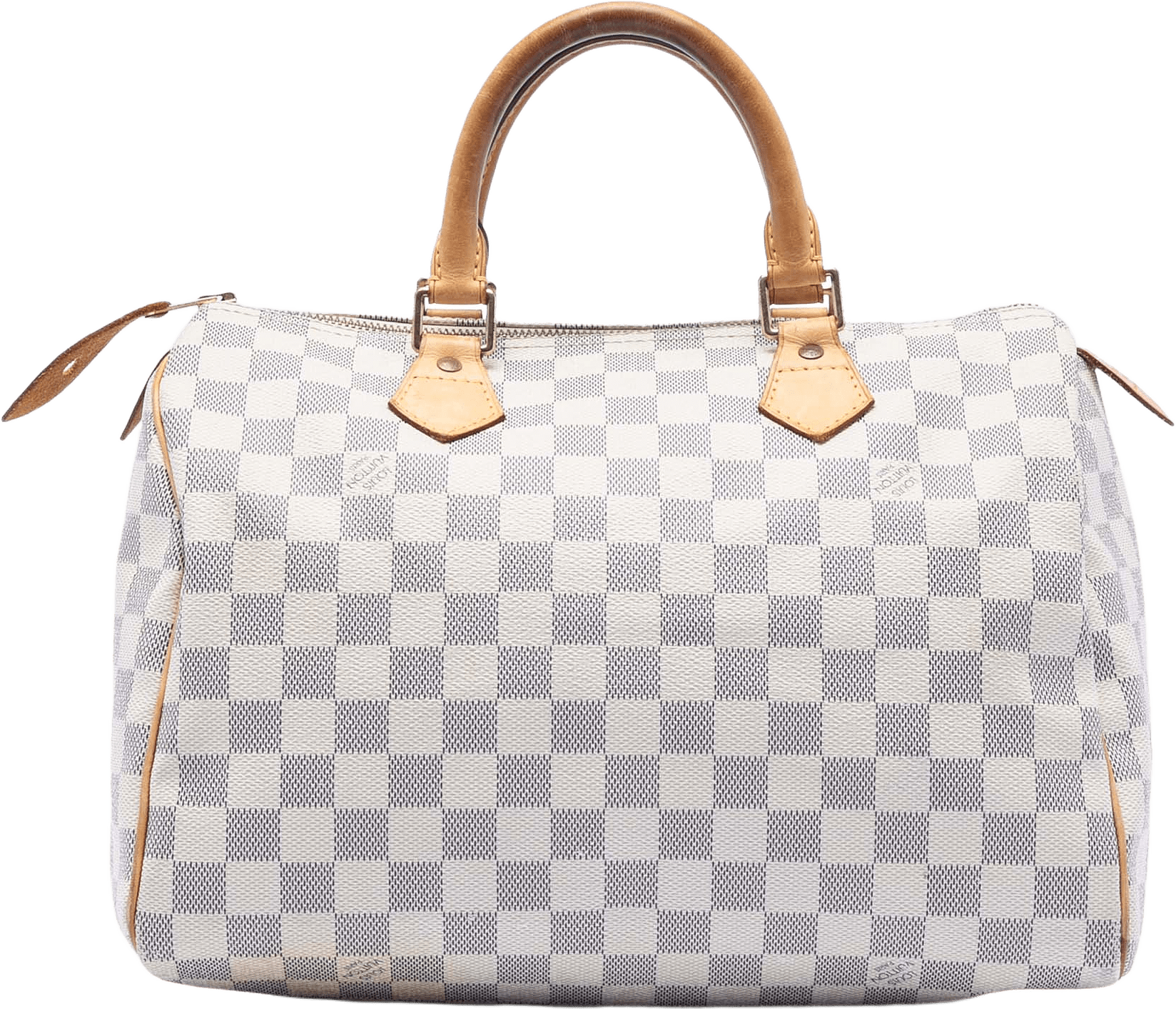 Louis Vuitton Damier Azur Speedy 30, från Luxclusif, i färgen white.