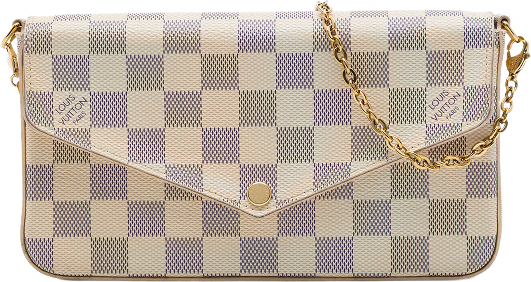 Louis Vuitton Damier Azur Pochette Felicie, från Luxclusif, i färgen vit.