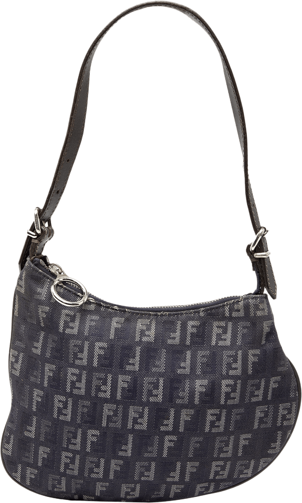 Fendi Zucchino Denim Oyster Shoulder Bag, från Luxclusif, i färgen navy.