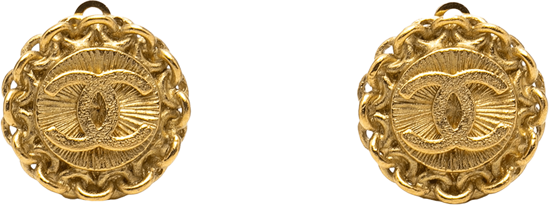Chanel Cc Gold Plated Round Clip On Earrings, från Luxclusif, i färgen gold.