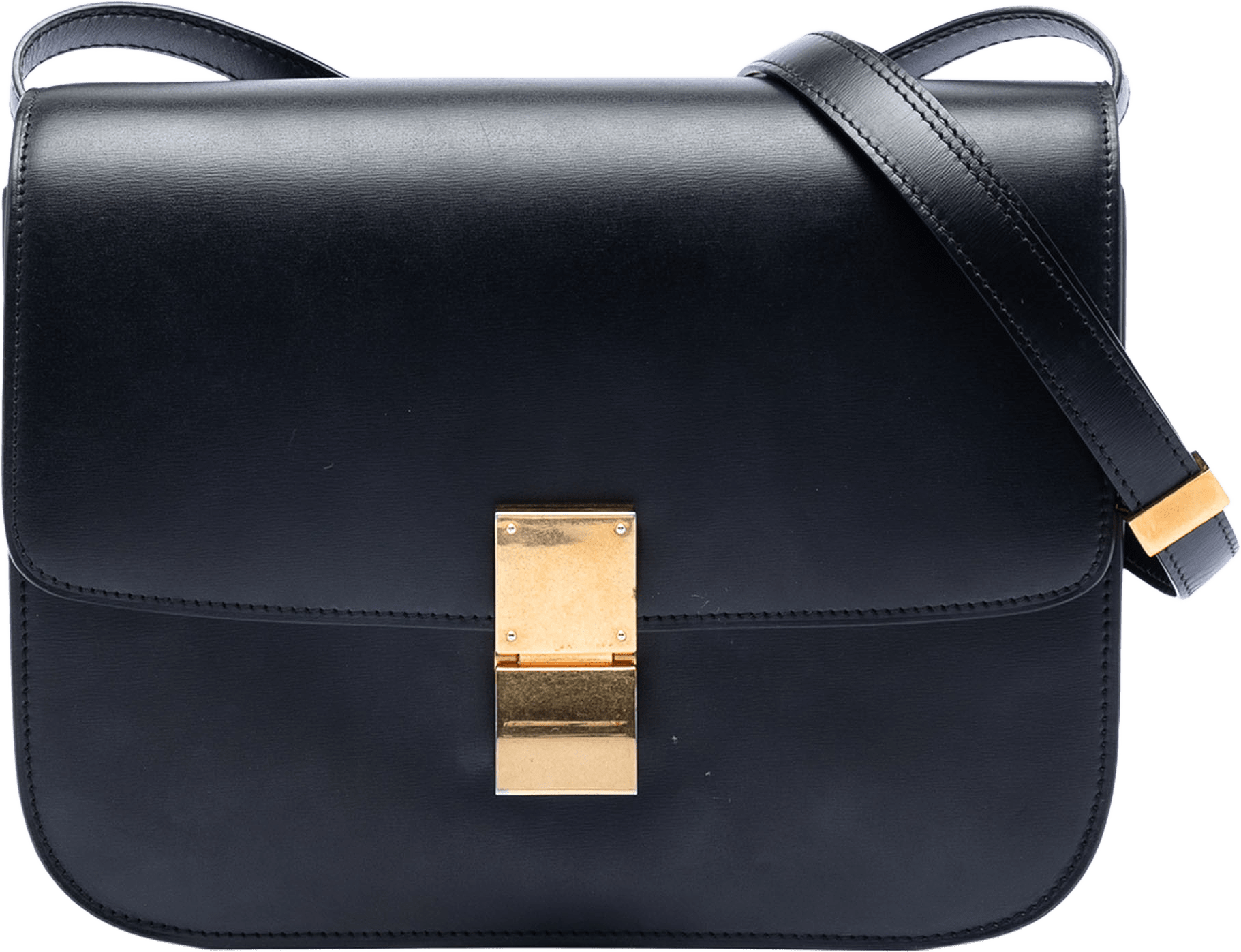 Celine Medium Calfskin Classic Box, från Luxclusif, i färgen black.