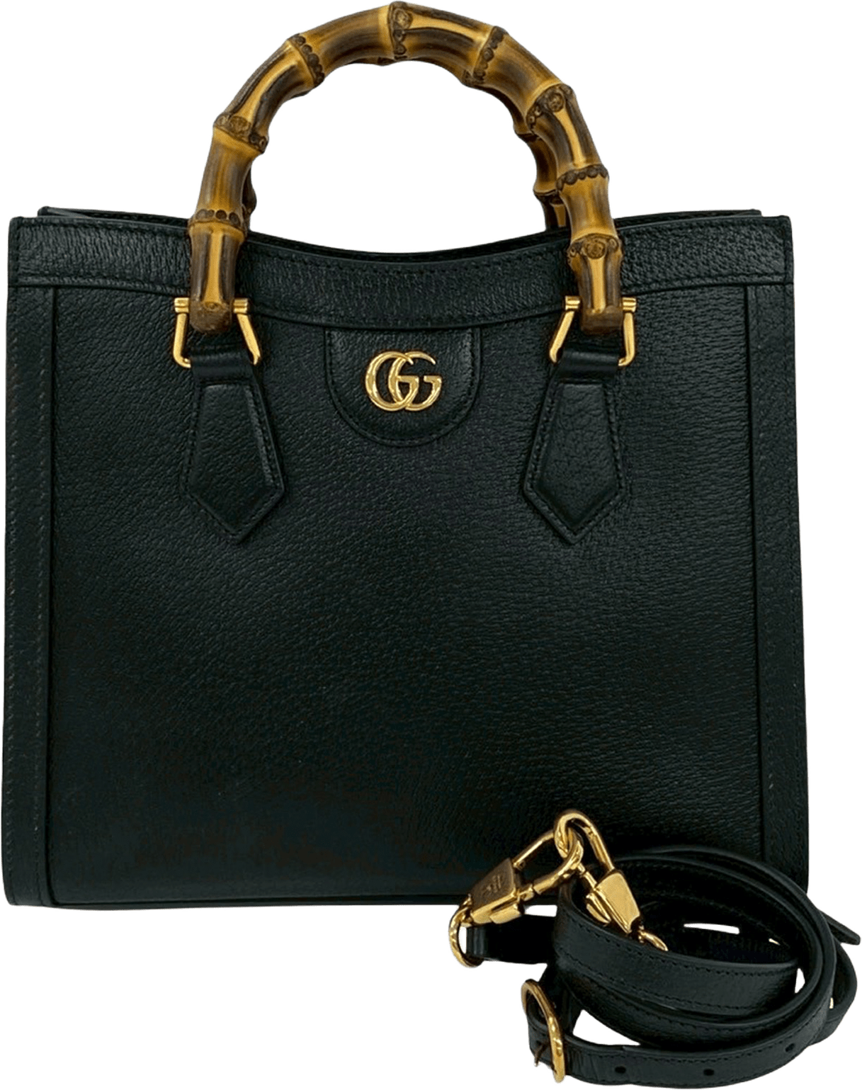 Gucci Medium Leather Bamboo Diana Satchel, från Luxclusif, i färgen black.