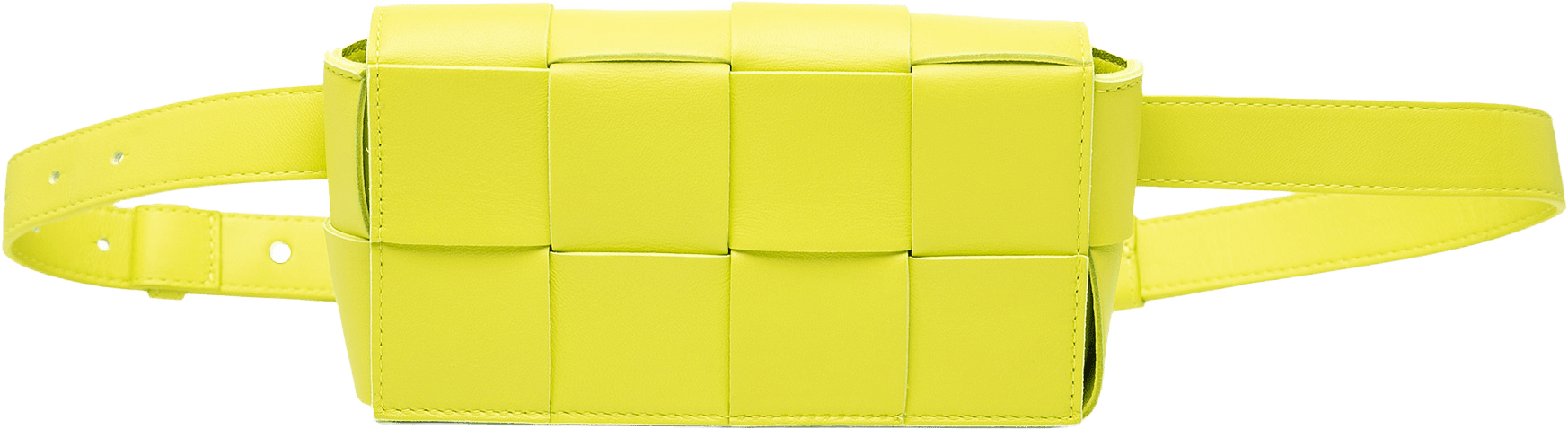 Bottega Veneta Mini Nappa Intrecciato Cassette Belt Bag, från Luxclusif, i färgen neon yellow.