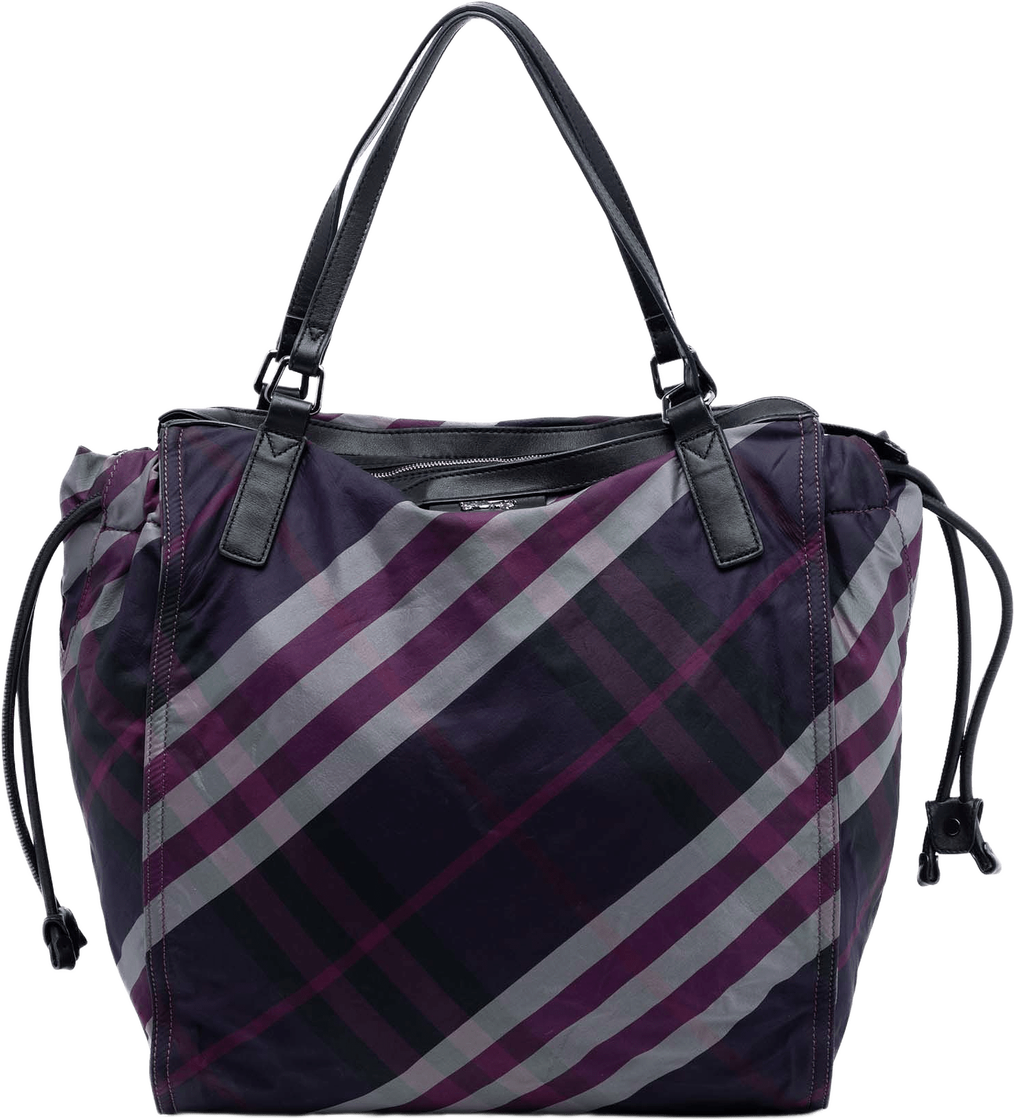 Burberry Supernova Check Nylon Buckleigh Tote, från Luxclusif, i färgen violet.