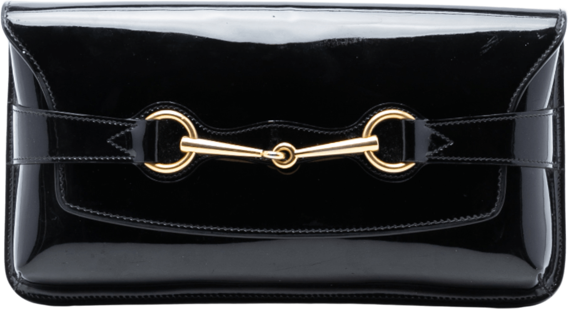 Gucci Patent Bright Bit Clutch, från Luxclusif, i färgen black.