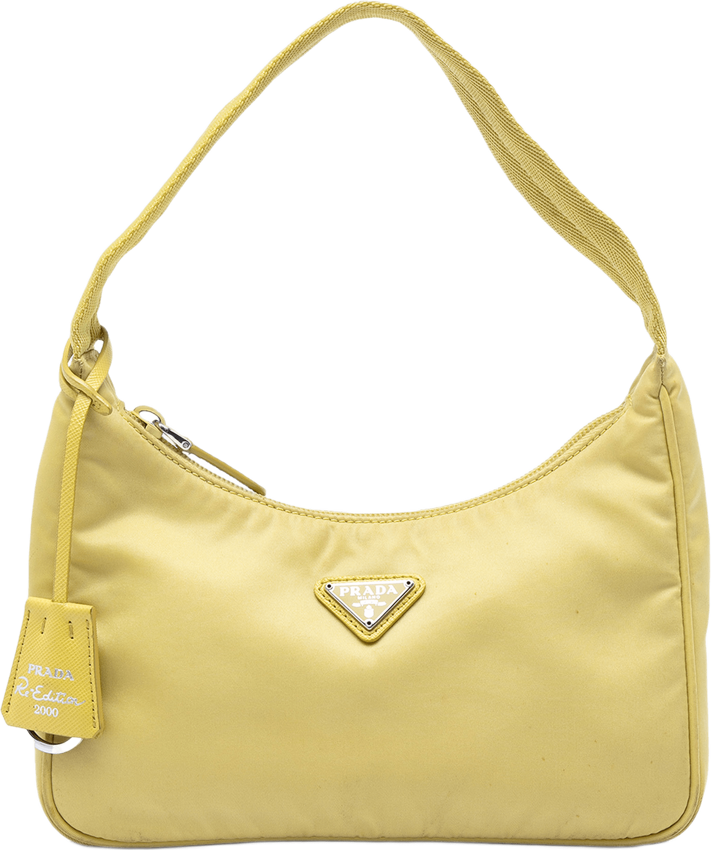 Prada Mini Tessuto Re Edition 2000 Shoulder Bag, från Luxclusif, i färgen gul.