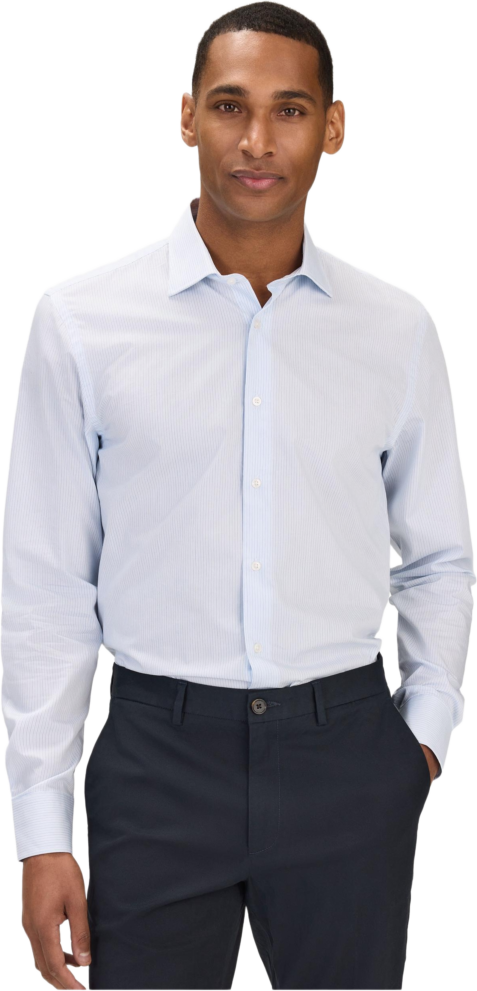 Smart Striped Shirt (gustavo), från John Henric, i färgen white & blue.