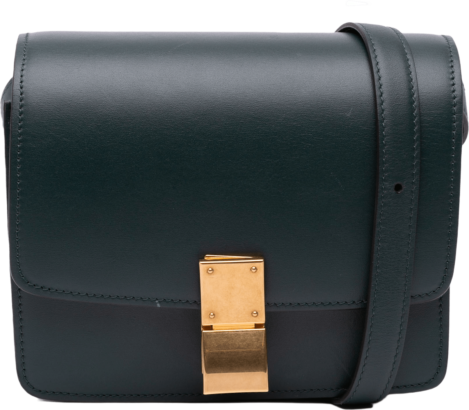 Celine Small Calfskin Classic Box, från Luxclusif, i färgen dark green.