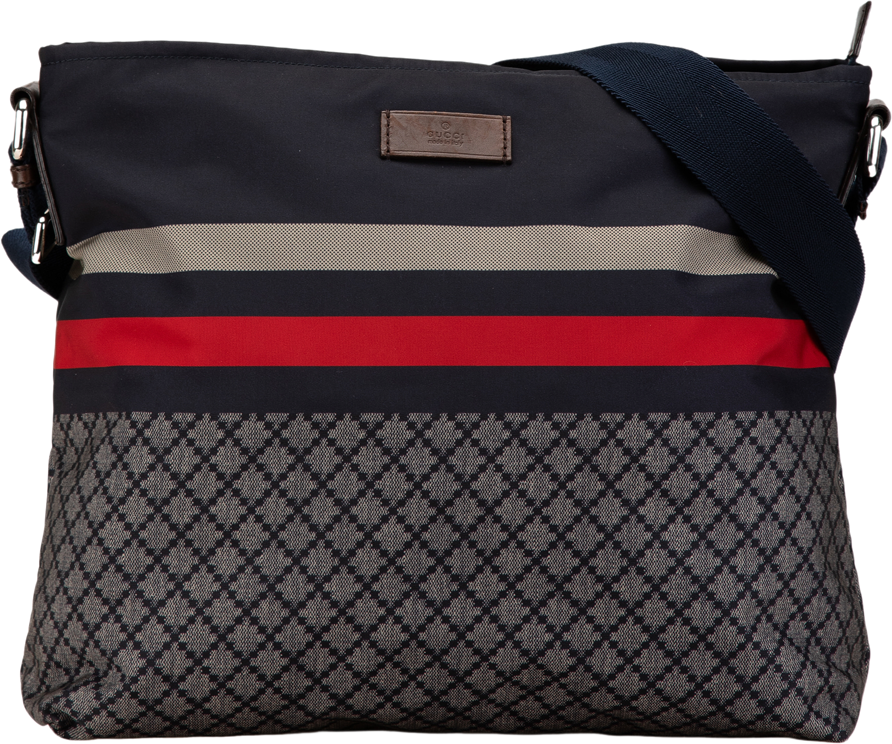 Gucci Diamante Nylon Web Crossbody, från Luxclusif, i färgen navy.