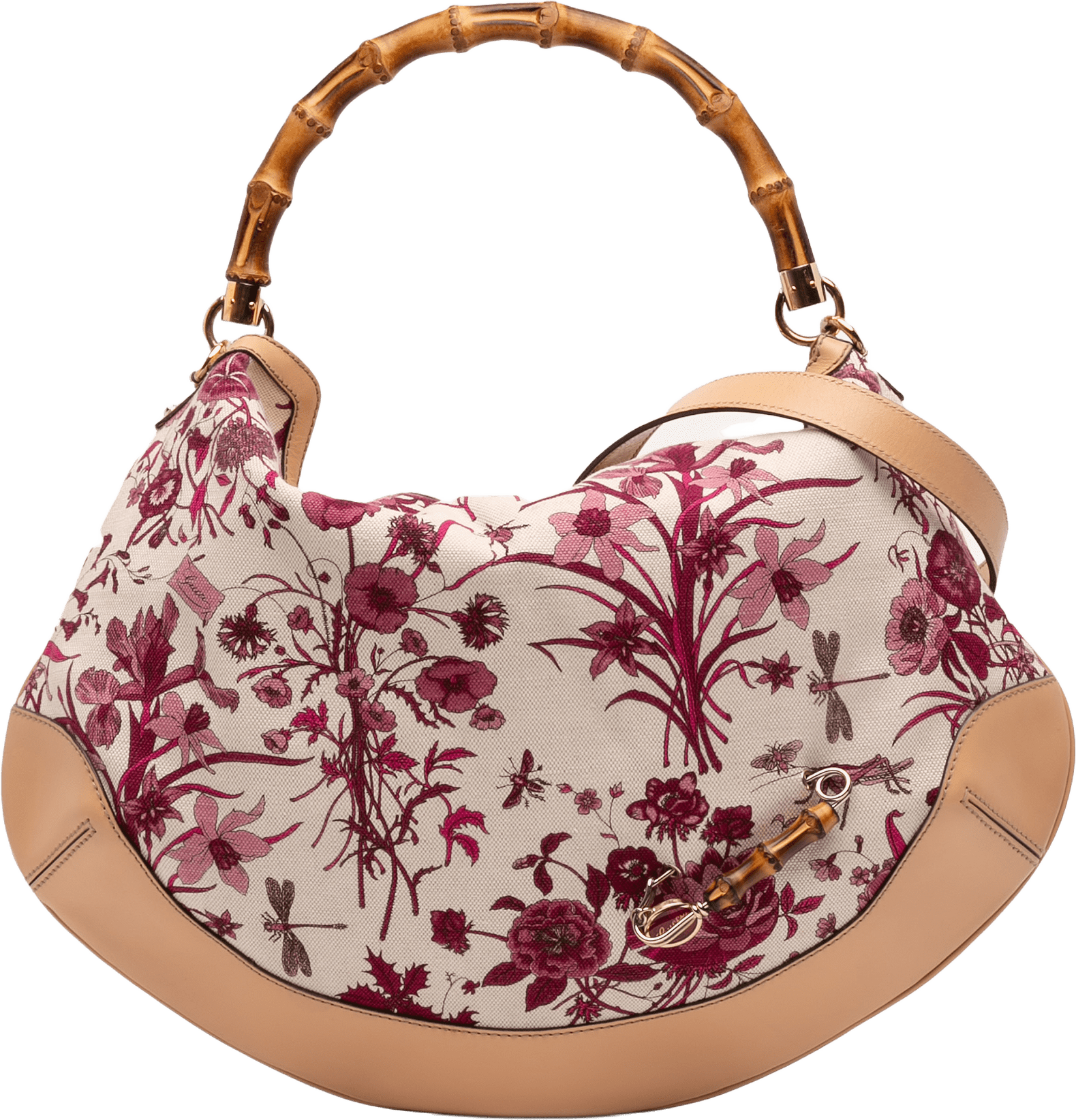 Gucci Canvas Floral Peggy Bamboo Hobo, från Luxclusif, i färgen white.