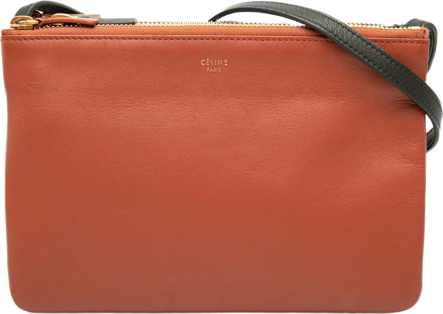 Celine Small Tricolor Lambskin Trio Crossbody, från Luxclusif, i färgen dark orange.