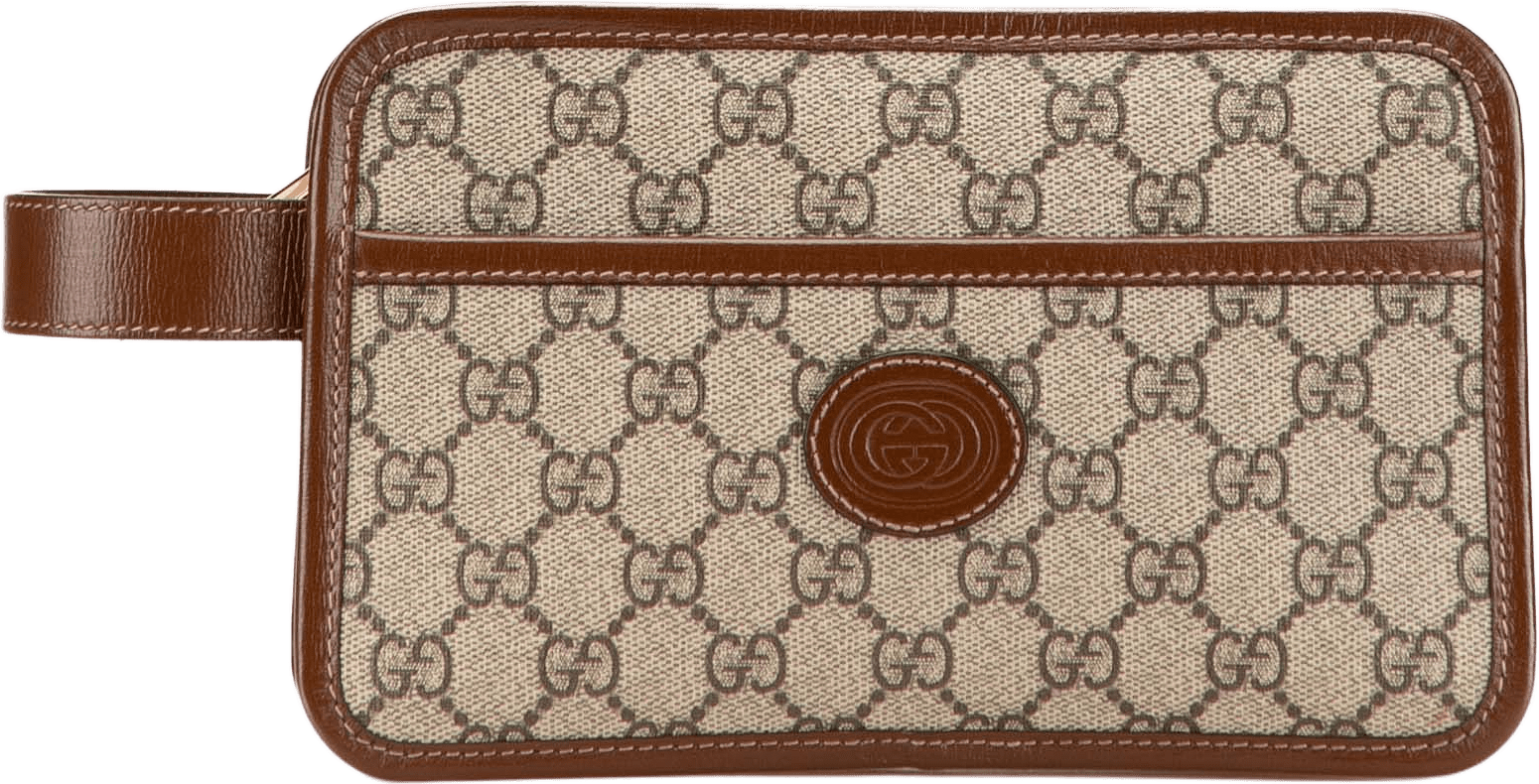Gucci Gg Supreme Interlocking G Clutch, från Luxclusif, i färgen beige.