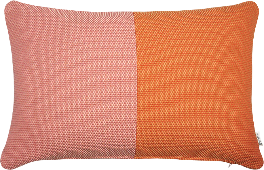 Kuddfodral H-weave Duo, från Gyllstad, i färgen rosa/orange.
