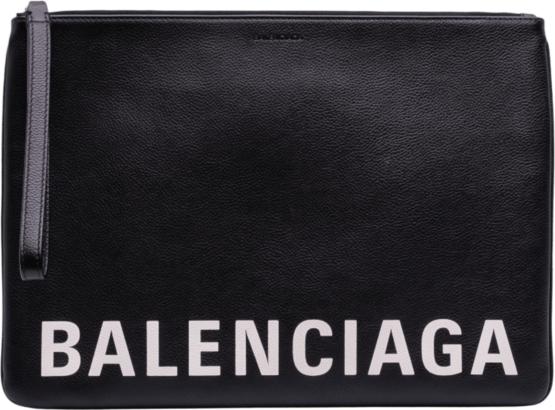 Balenciaga Leather Ville Logo Clutch, från Luxclusif, i färgen black.