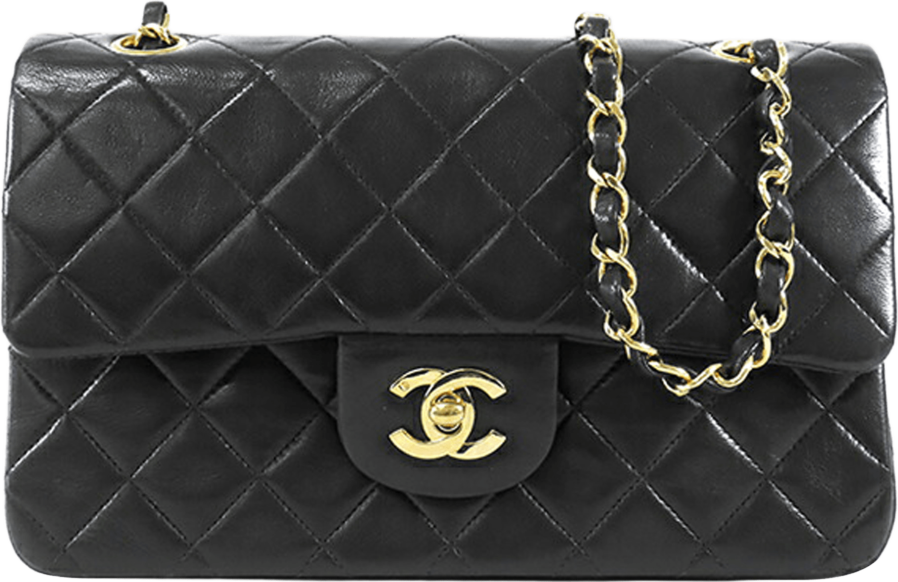 Chanel Small Classic Lambskin Double Flap, från Luxclusif, i färgen black.