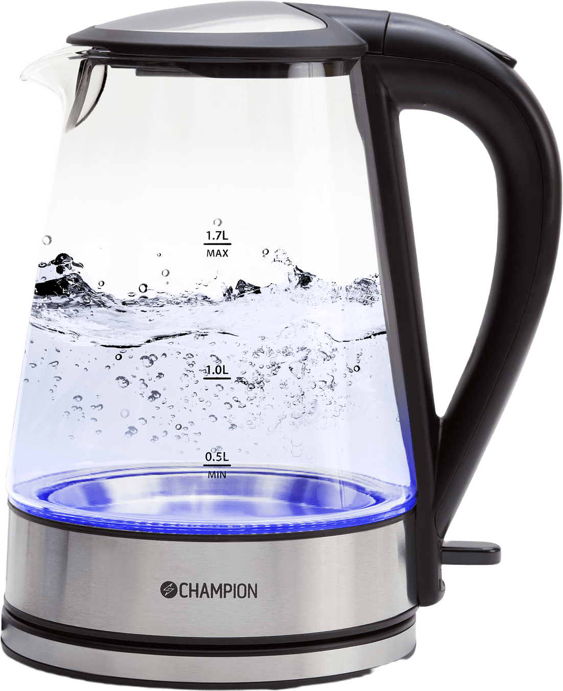 Vattenkokare 1,7l, från Champion Nordic, i färgen transparant.