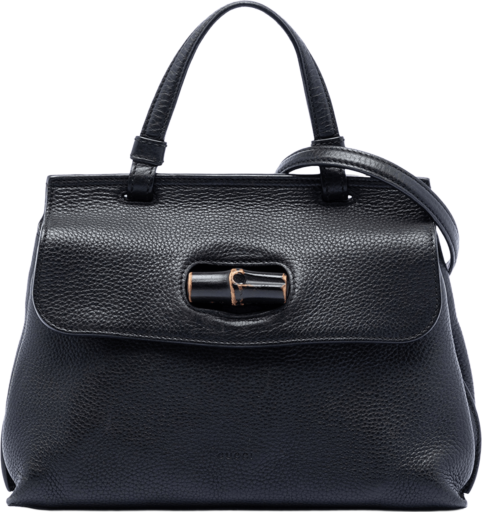 Gucci Small Leather Bamboo Daily Satchel, från Luxclusif, i färgen black.