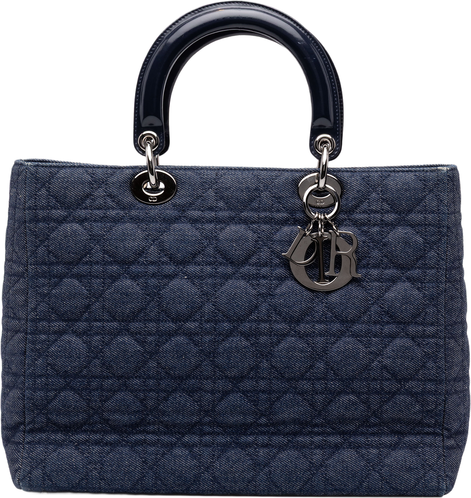 Dior Large Denim Cannage Lady Dior, från Luxclusif, i färgen blå.