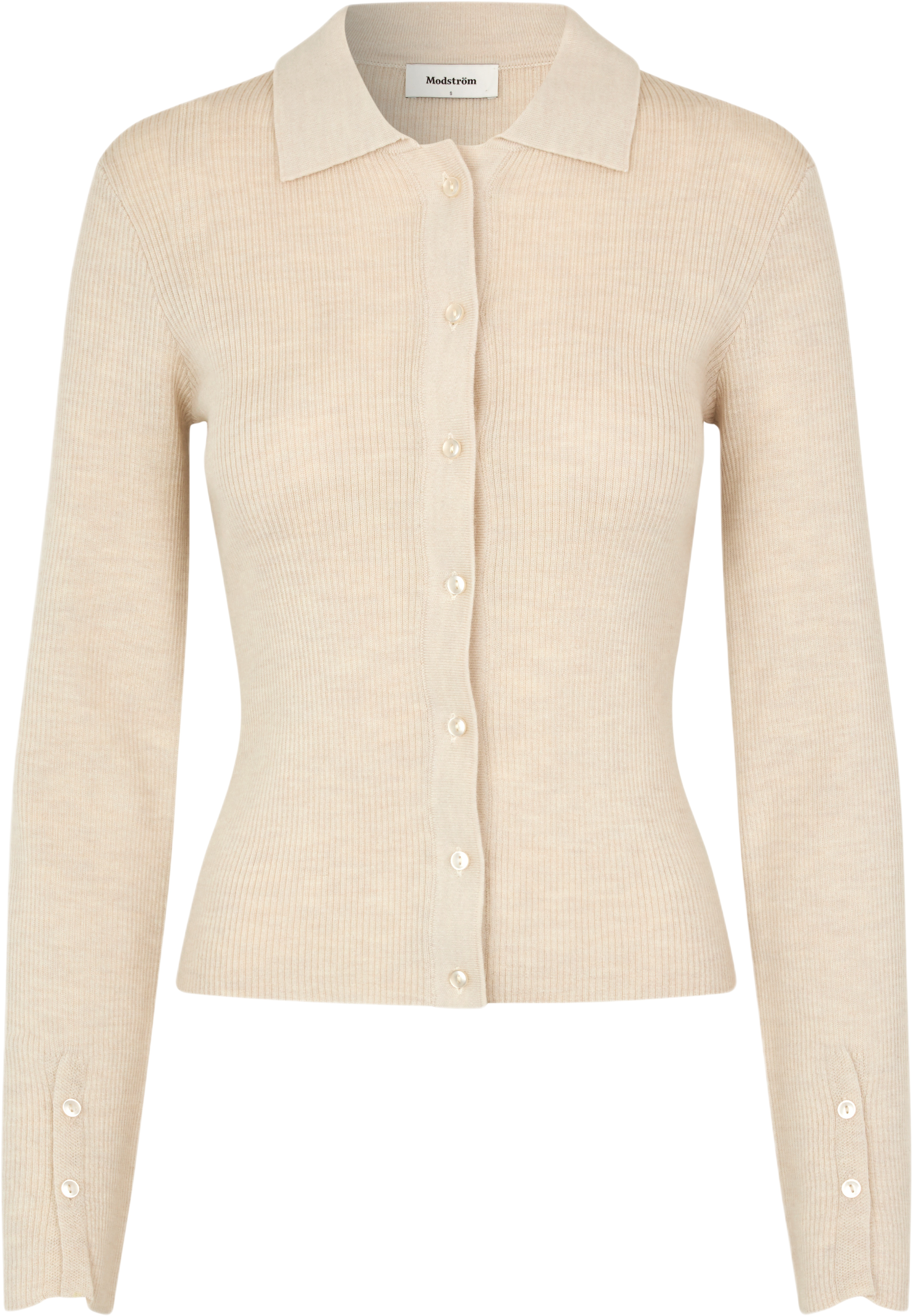 Hirokimd Cardigan, från Modström, i färgen summer sand.