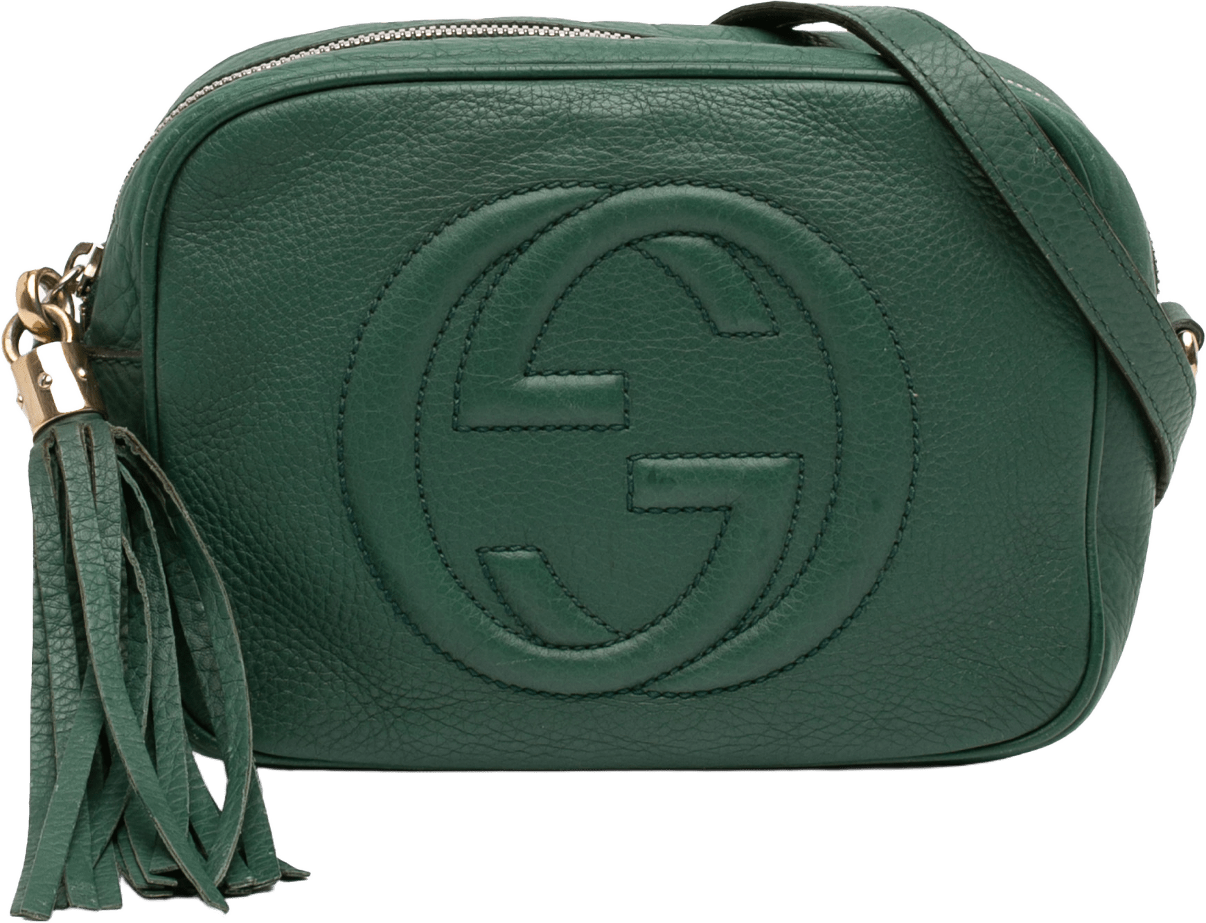 Gucci Leather Soho Disco Crossbody, från Luxclusif, i färgen green.
