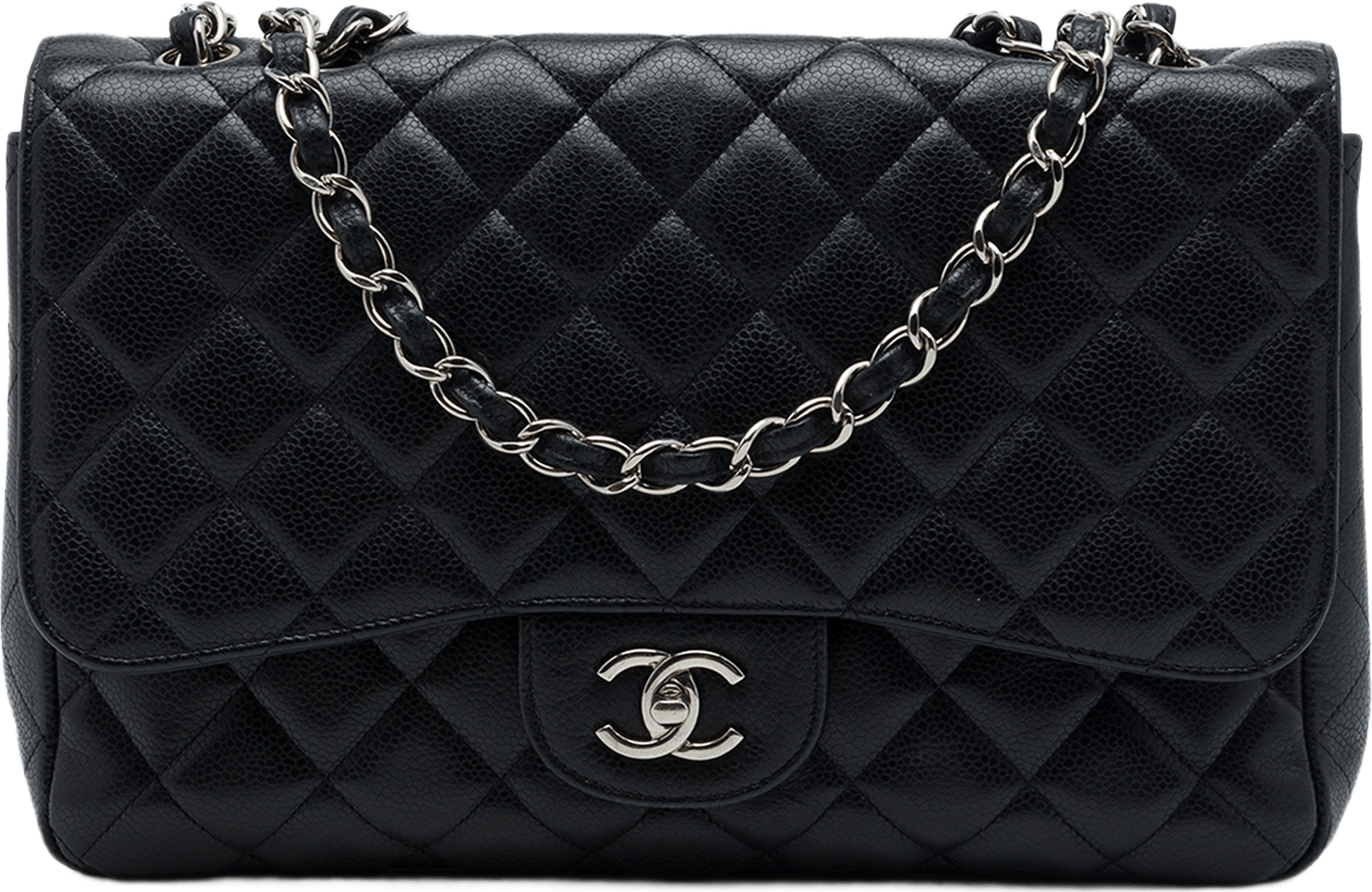 Chanel Jumbo Classic Caviar Single Flap, från Luxclusif, i färgen svart.