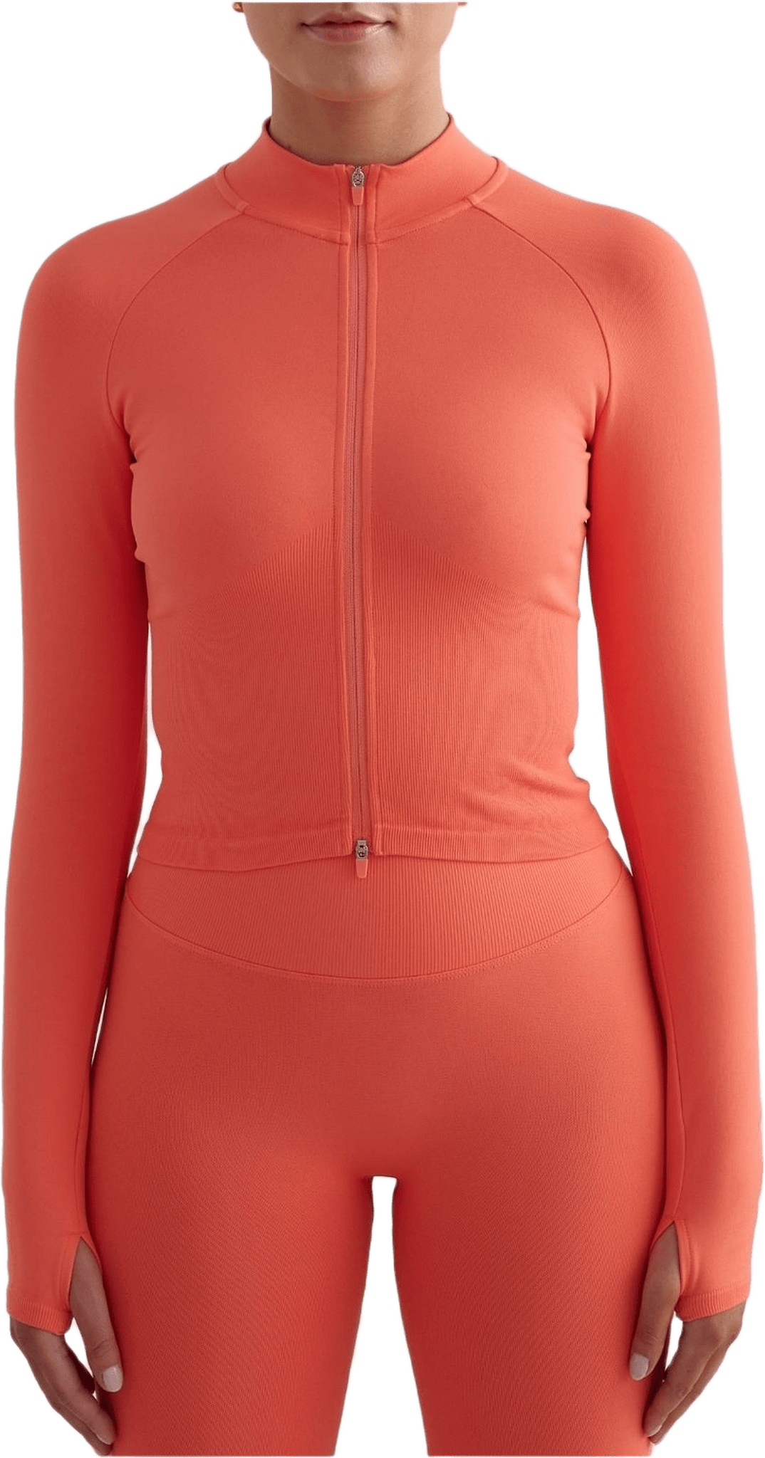 Shape Seamless Zip Jacket, från aim'n, i färgen tangerine.