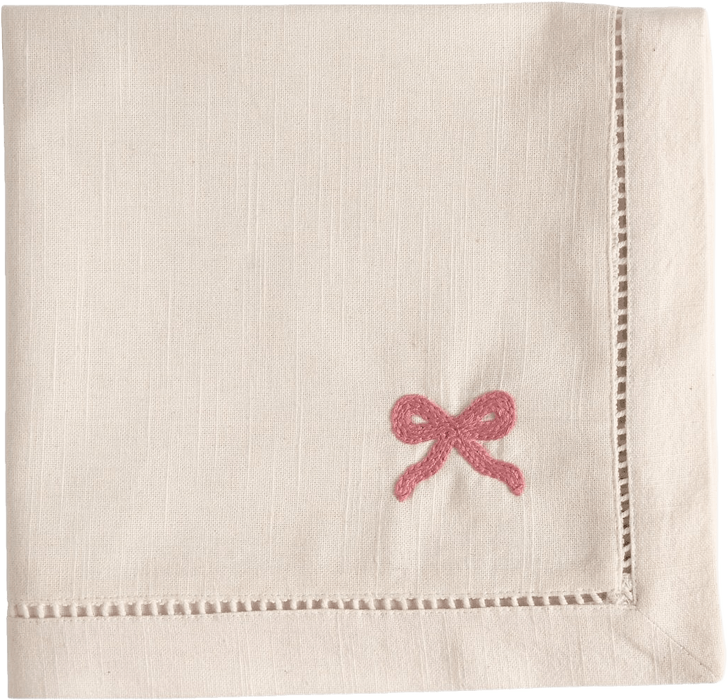 Bow Servett - 45x45 Cm, från Pick A Poppy, i färgen pink.