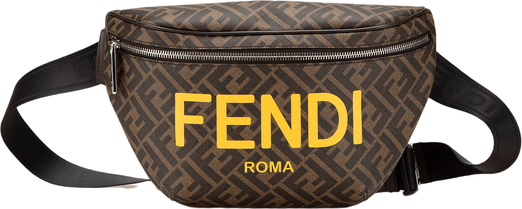 Fendi Shiny Glazed Fabric Vitello Cover Ff 1974 Logo Belt Bag