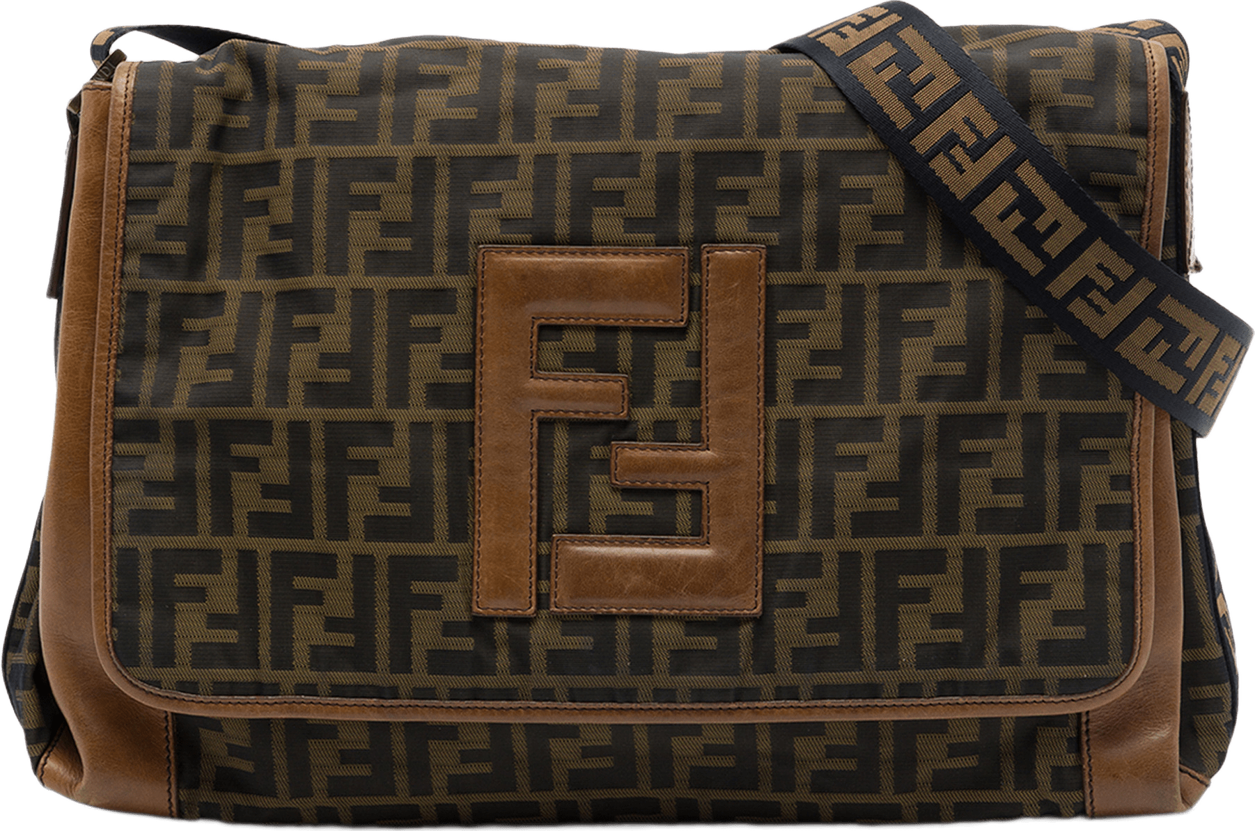 Fendi Zucca Canvas Ff Messenger Bag, från Luxclusif, i färgen brun.