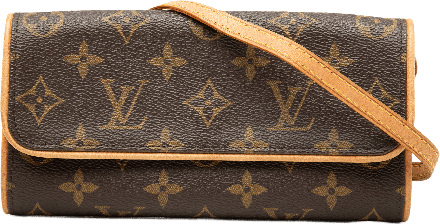 Louis Vuitton Monogram Pochette Twin Pm, från Luxclusif, i färgen brun.