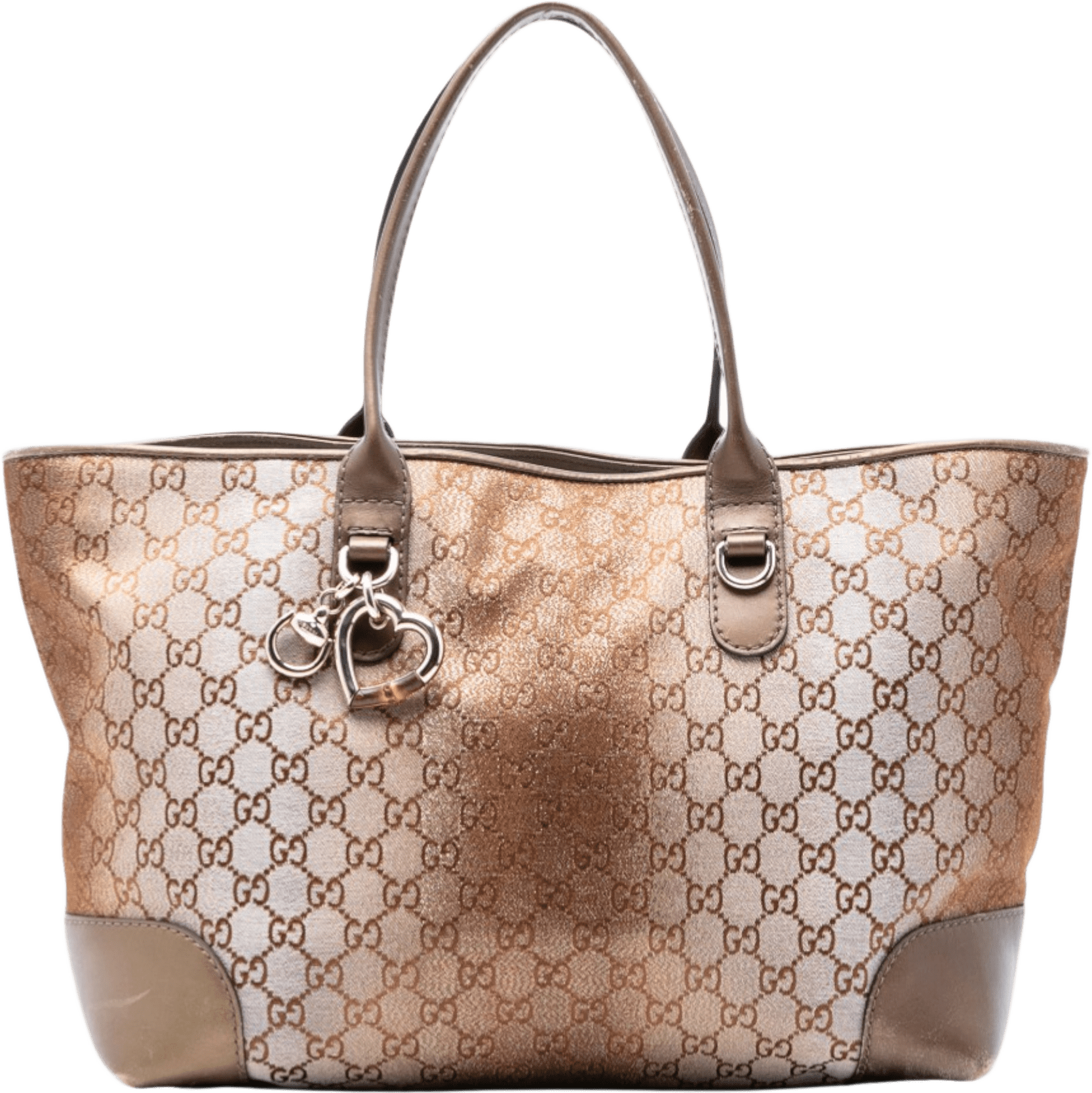 Gucci Gg Lurex Heart Bit Tote, från Luxclusif, i färgen bronze.